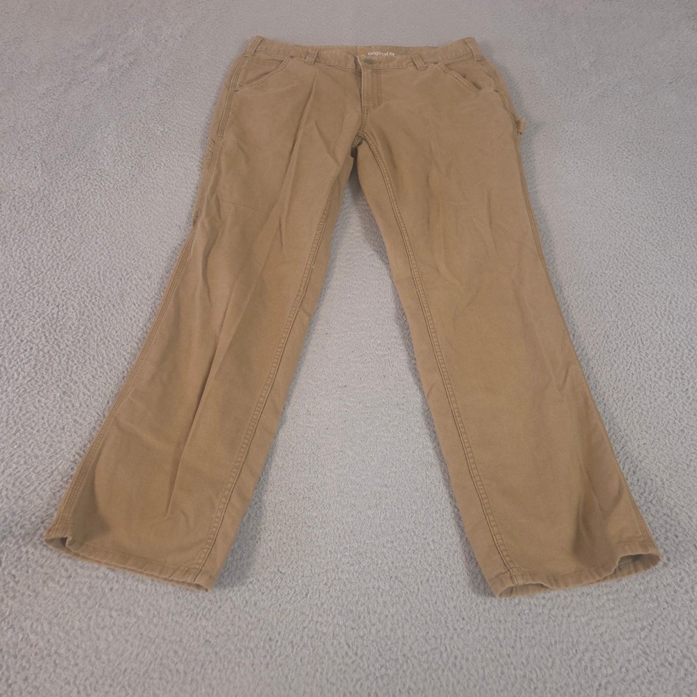 Carhartt Pants Womens 14 Rugged Flex Loose Fit Canvas Work Trousers Straight